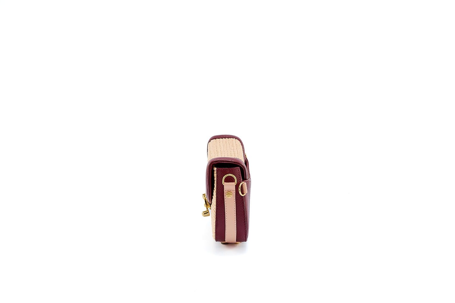 Bolsa Silvia Pochete Ráfia Natural Salmão c/ Bordô
