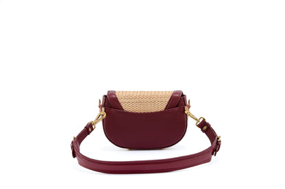 Bolsa Silvia Pochete Ráfia Natural c/ Bordô