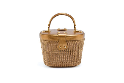 Bolsa Olga Mini Ráfia Natural Bronze