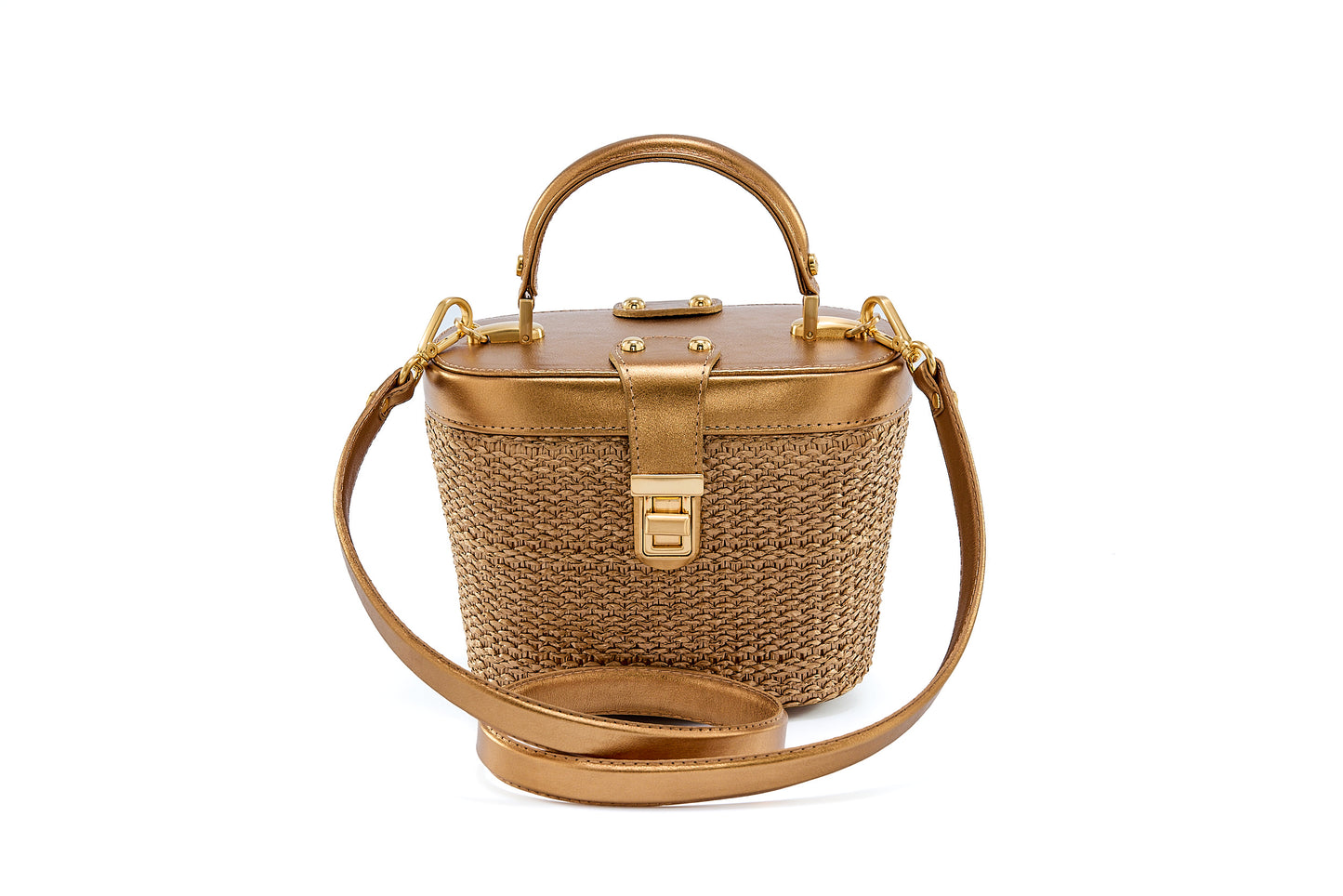 Bolsa Olga Mini Ráfia Natural Bronze
