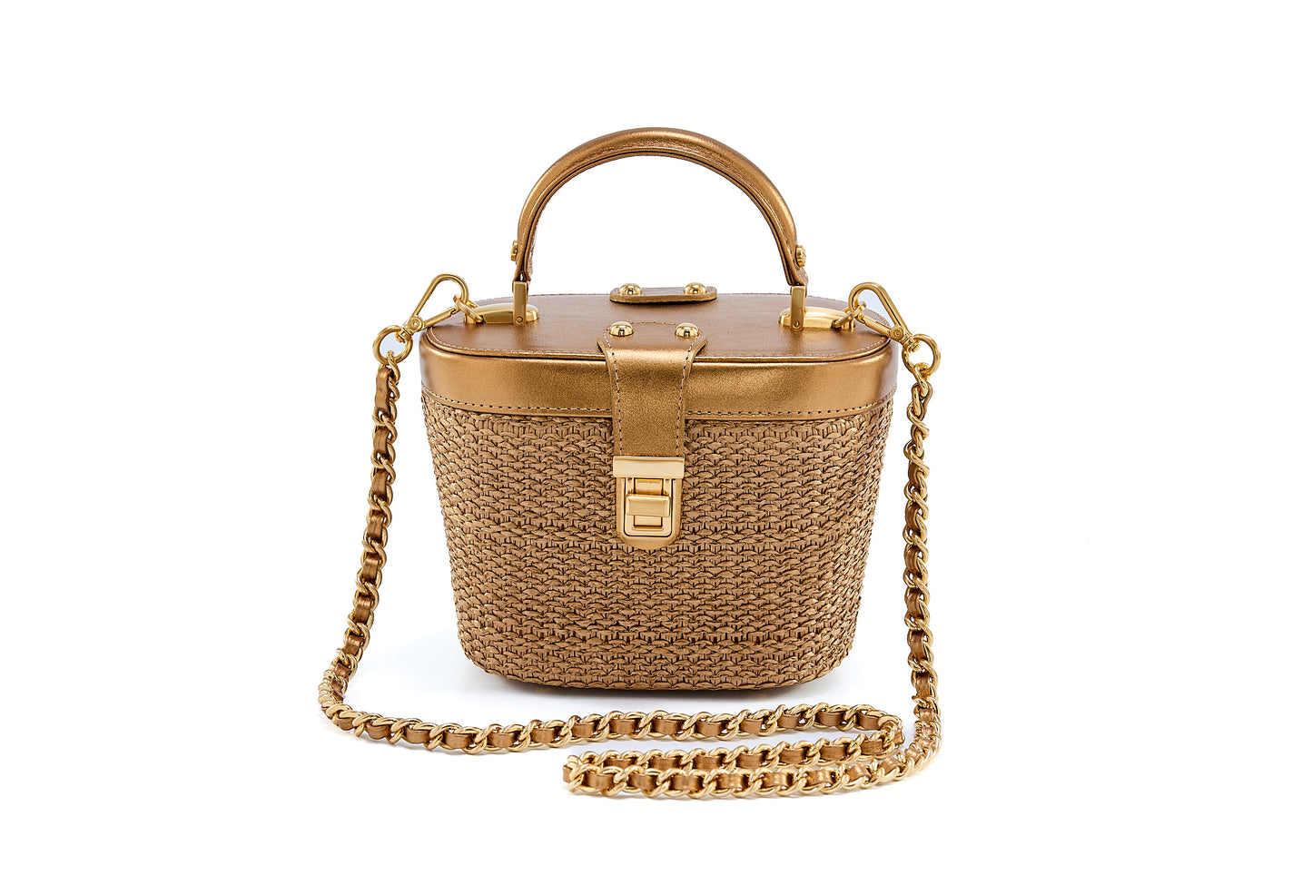 Bolsa Olga Mini Ráfia Natural Bronze