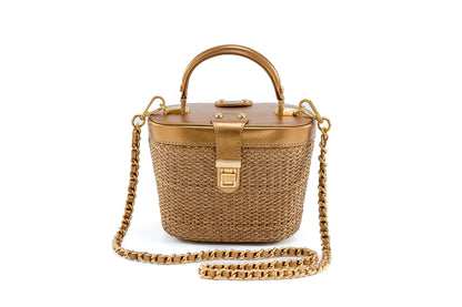 Bolsa Olga Mini Ráfia Natural Bronze