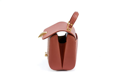 Bolsa Laura Ráfia Natural Canela