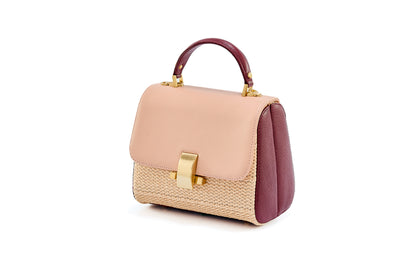 Bolsa Laura Ráfia Natural Mix Salmão