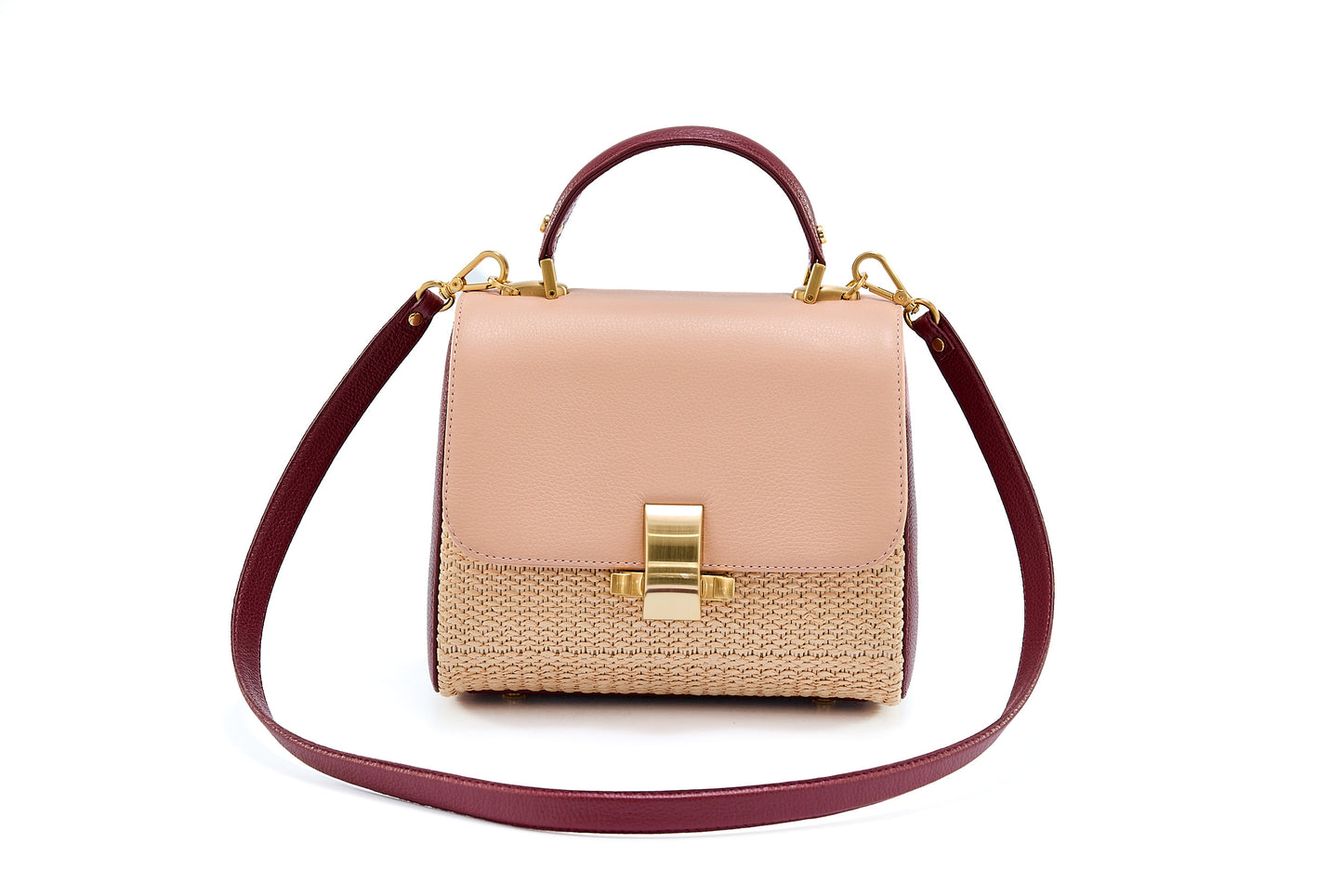 Bolsa Laura Ráfia Natural Mix Salmão