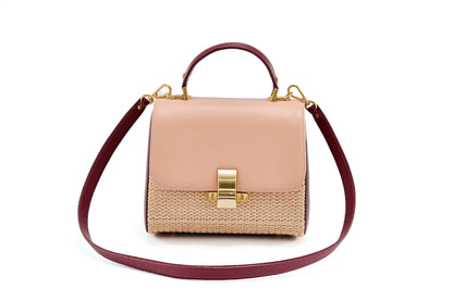 Bolsa Laura Ráfia Natural Mix Salmão