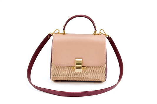 Bolsa Laura Ráfia Natural Mix Salmão