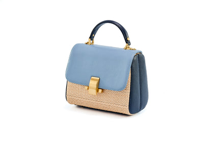 Bolsa Laura Ráfia Natural Mix Azul