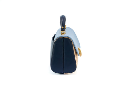Bolsa Laura Ráfia Natural Mix Azul