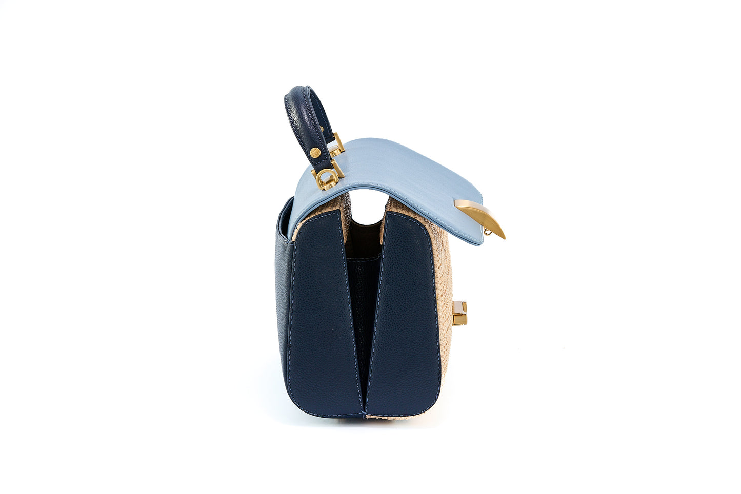 Bolsa Laura Ráfia Natural Mix Azul