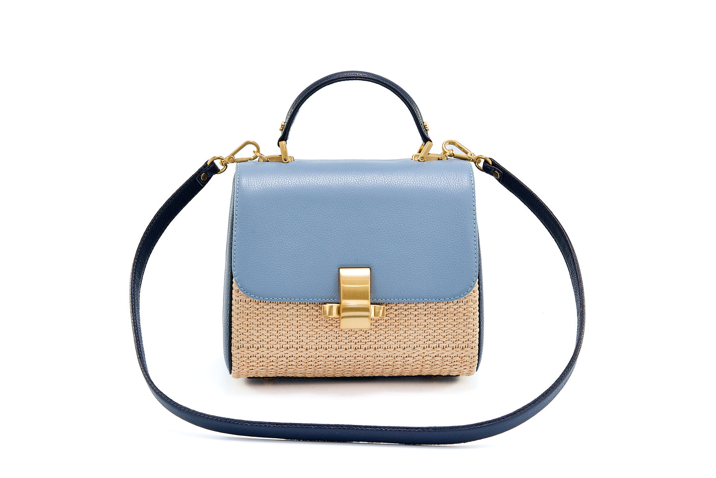 Bolsa Laura Ráfia Natural Mix Azul