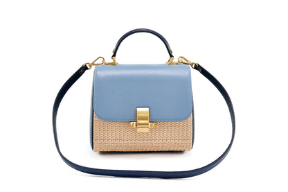 Bolsa Laura Ráfia Natural Mix Azul