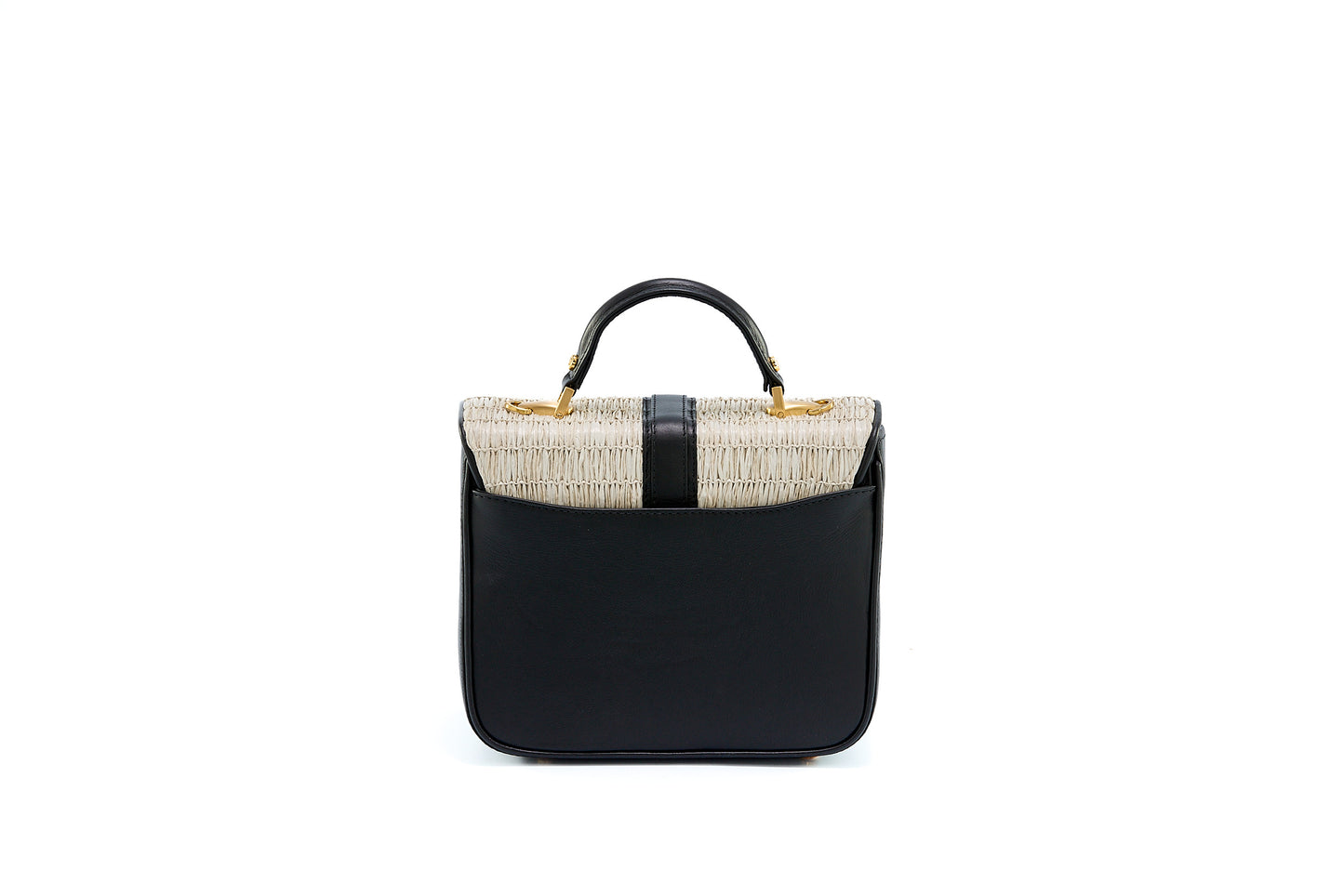 Bolsa Soraia Mini Ráfia Natural Off White c/ Preto
