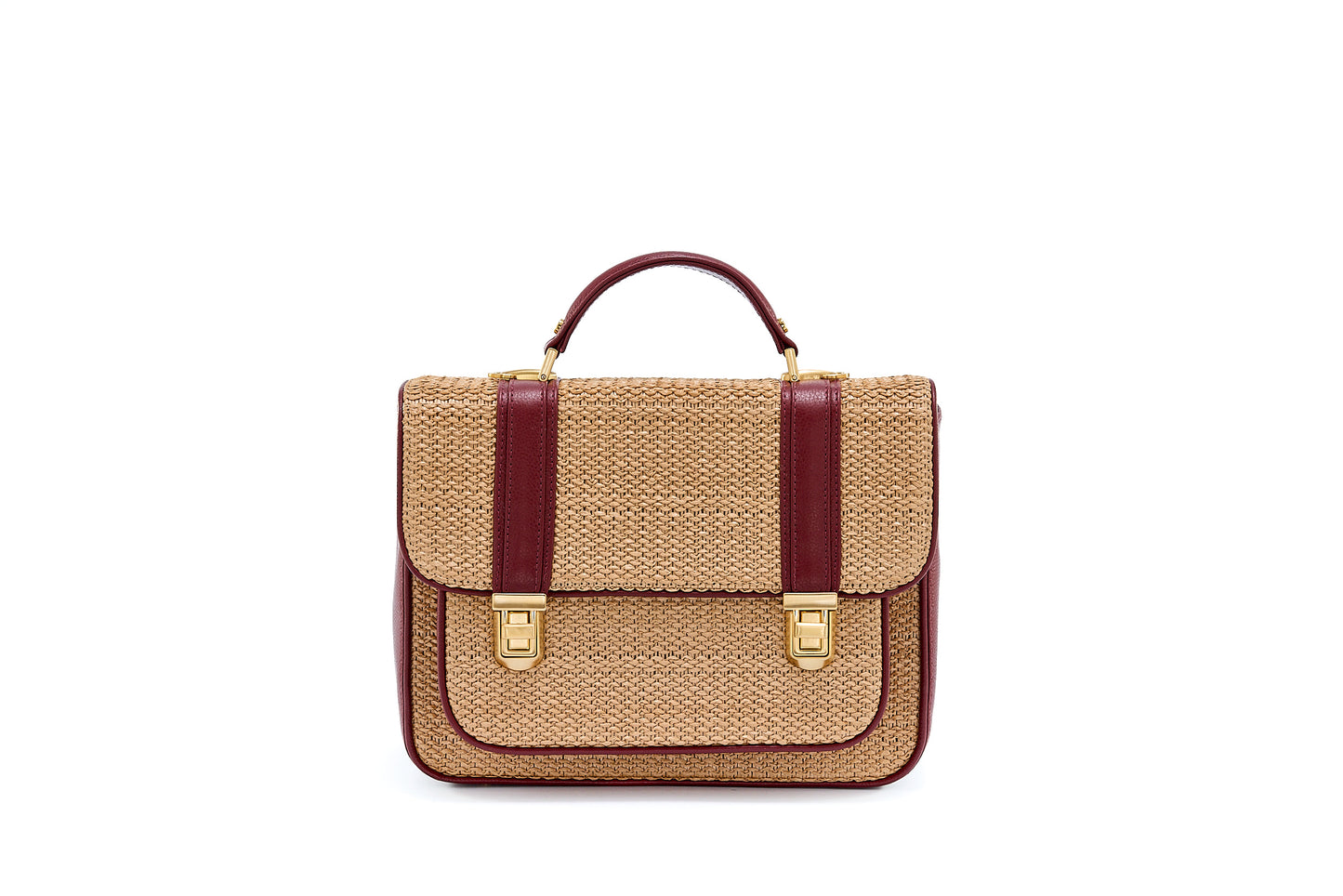 Bolsa Soraia Ráfia Natural c/ Bordô