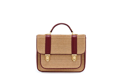 Bolsa Soraia Ráfia Natural c/ Bordô