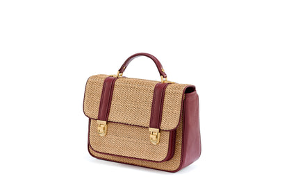Bolsa Soraia Ráfia Natural c/ Bordô
