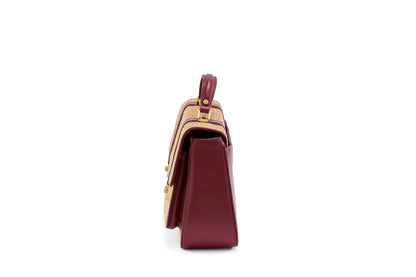 Bolsa Soraia Ráfia Natural c/ Bordô