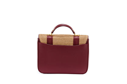 Bolsa Soraia Ráfia Natural c/ Bordô
