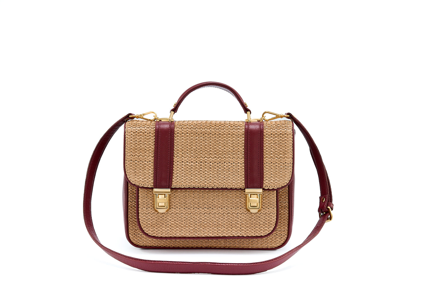 Bolsa Soraia Ráfia Natural c/ Bordô