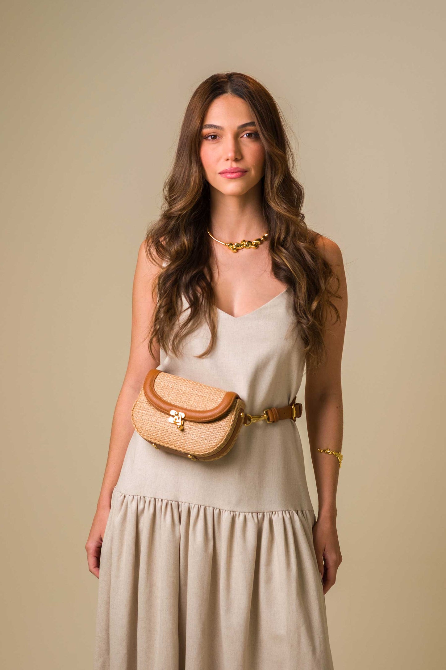 Bolsa Silvia Pochete Ráfia Natural c/ Savanna