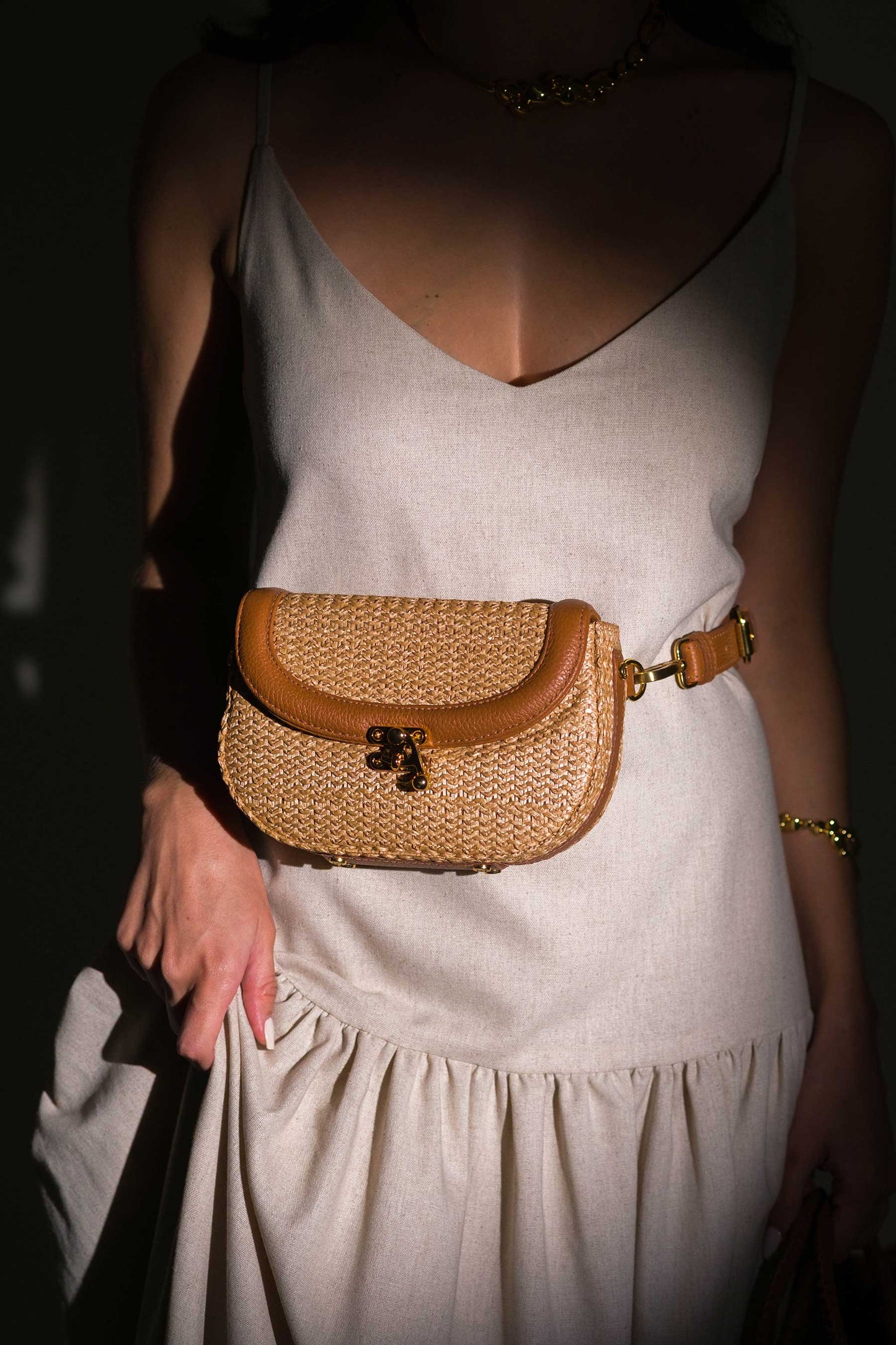 Bolsa Silvia Pochete Ráfia Natural c/ Savanna