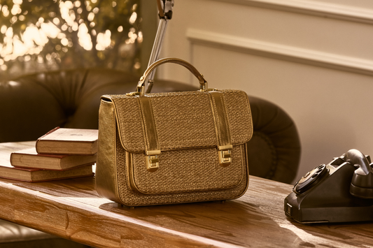 Bolsa Soraia Ráfia Natural Bronze