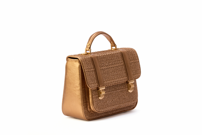 Bolsa Soraia Ráfia Natural Bronze