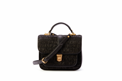 Bolsa Soraia Mini Ráfia Natural Preta