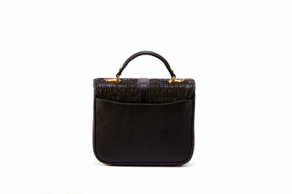 Bolsa Soraia Mini Ráfia Natural Preta