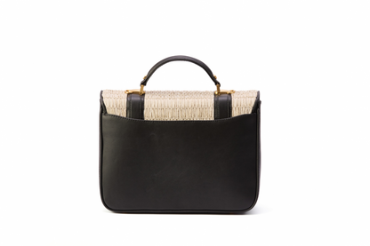 Bolsa Soraia Ráfia Natural Off White c/ Preto