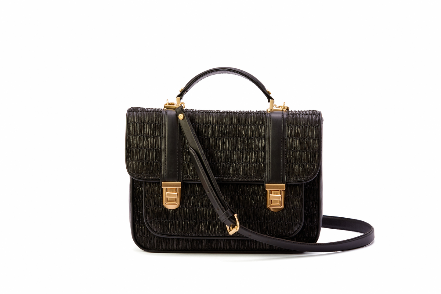 Bolsa Soraia Ráfia Natural Preta