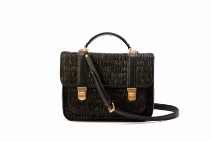 Bolsa Soraia Ráfia Natural Preta