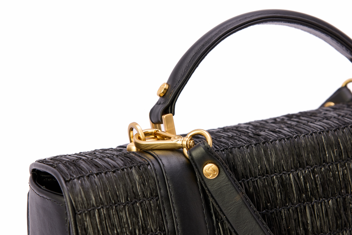 Bolsa Soraia Ráfia Natural Preta