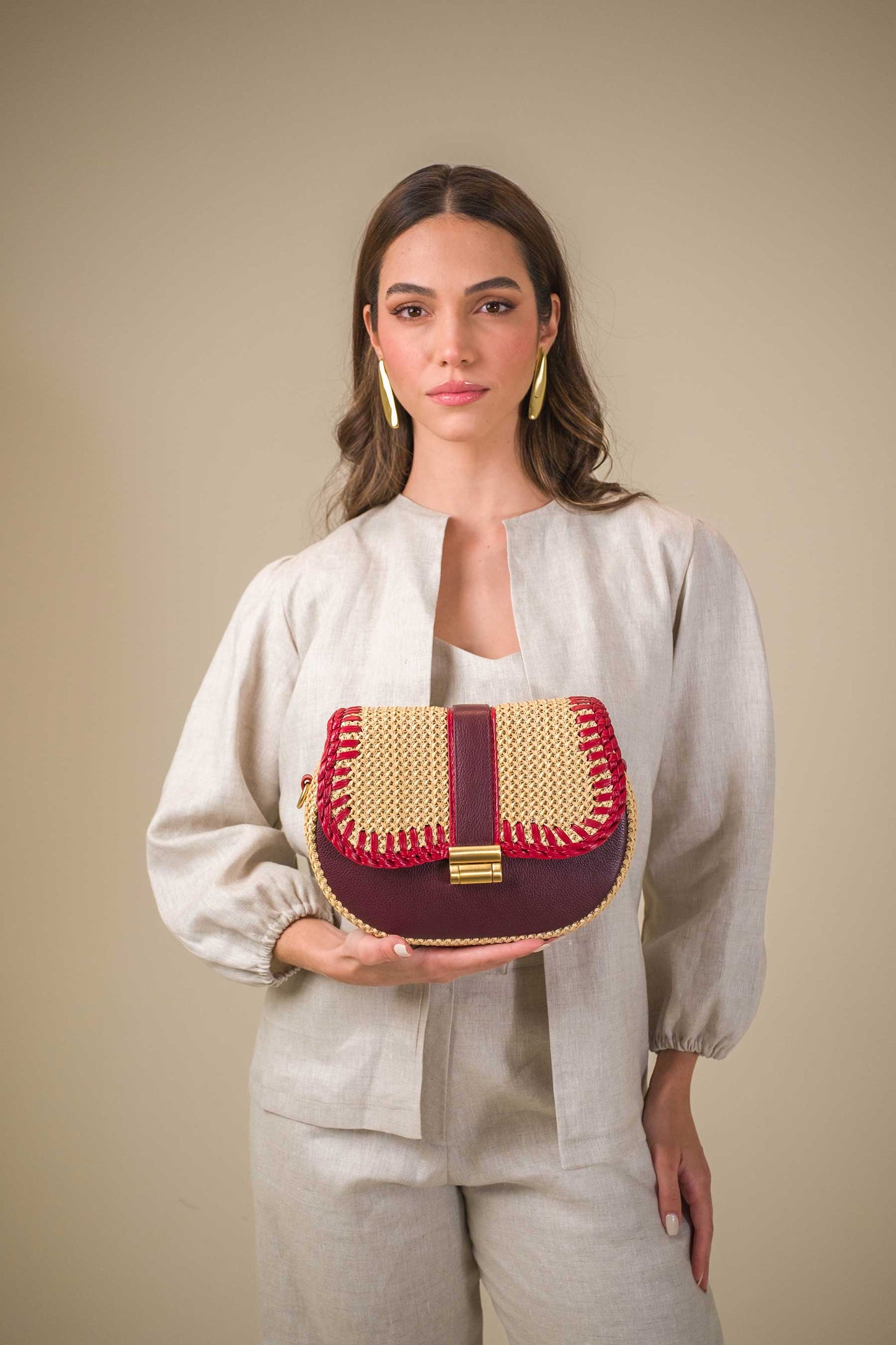 Bolsa Tarsila Mini Beringela c/ Vermelho