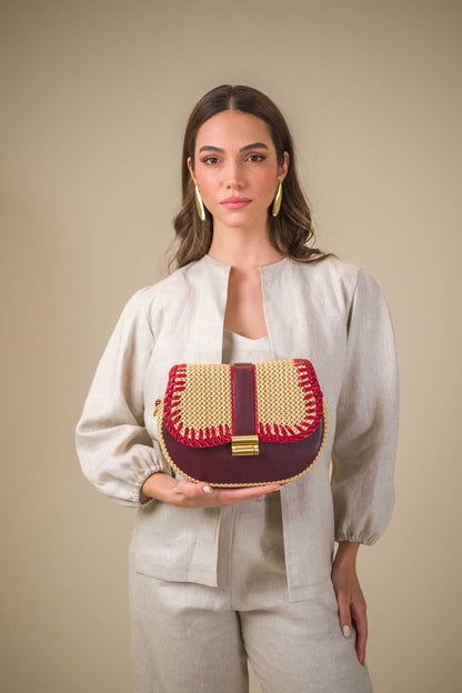 Bolsa Tarsila Mini Beringela c/ Vermelho