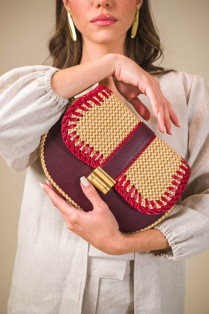 Bolsa Tarsila Mini Beringela c/ Vermelho