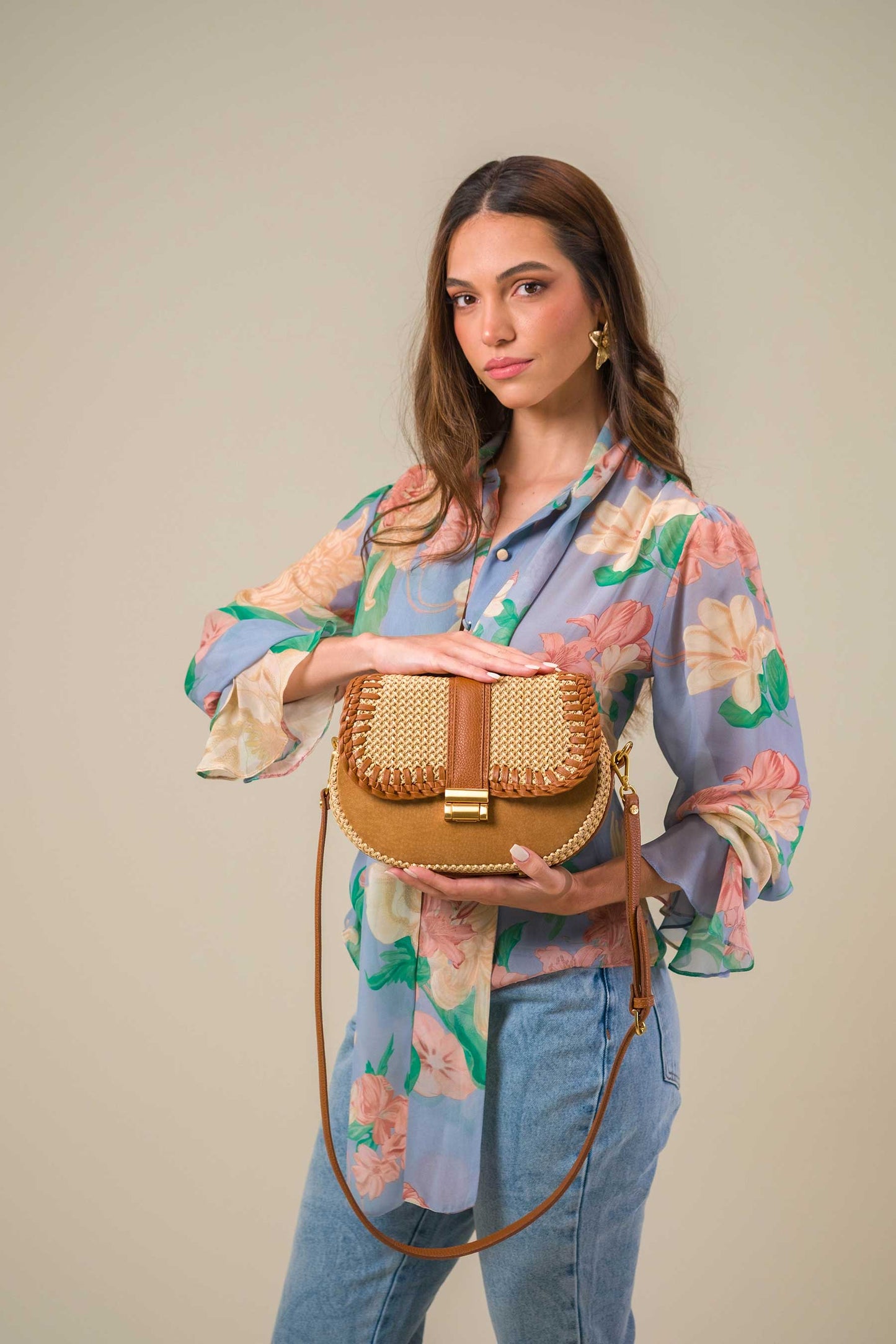 Bolsa Tarsila Mini Savana c/ Camurça Creme
