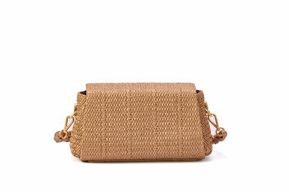 Bolsa Cora Ráfia Natural Bronze
