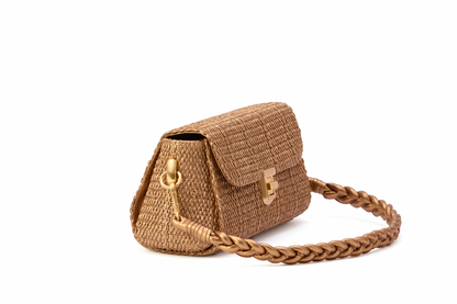 Bolsa Cora Ráfia Natural Bronze