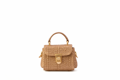 Bolsa Cora Micro Ráfia Natural Bronze