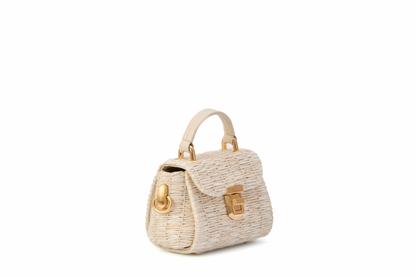 Bolsa Cora Micro Ráfia Natural Off White