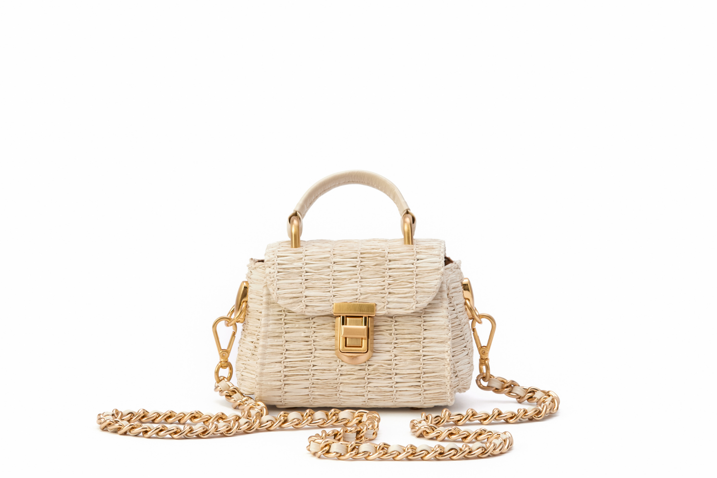 Bolsa Cora Micro Ráfia Natural Off White