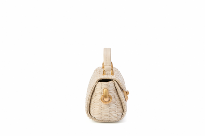 Bolsa Cora Micro Ráfia Natural Off White