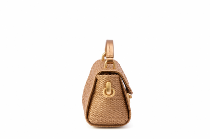 Bolsa Cora Mini Ráfia Natural Bronze
