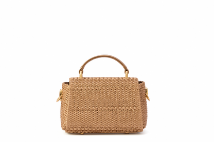 Bolsa Cora Mini Ráfia Natural Bronze