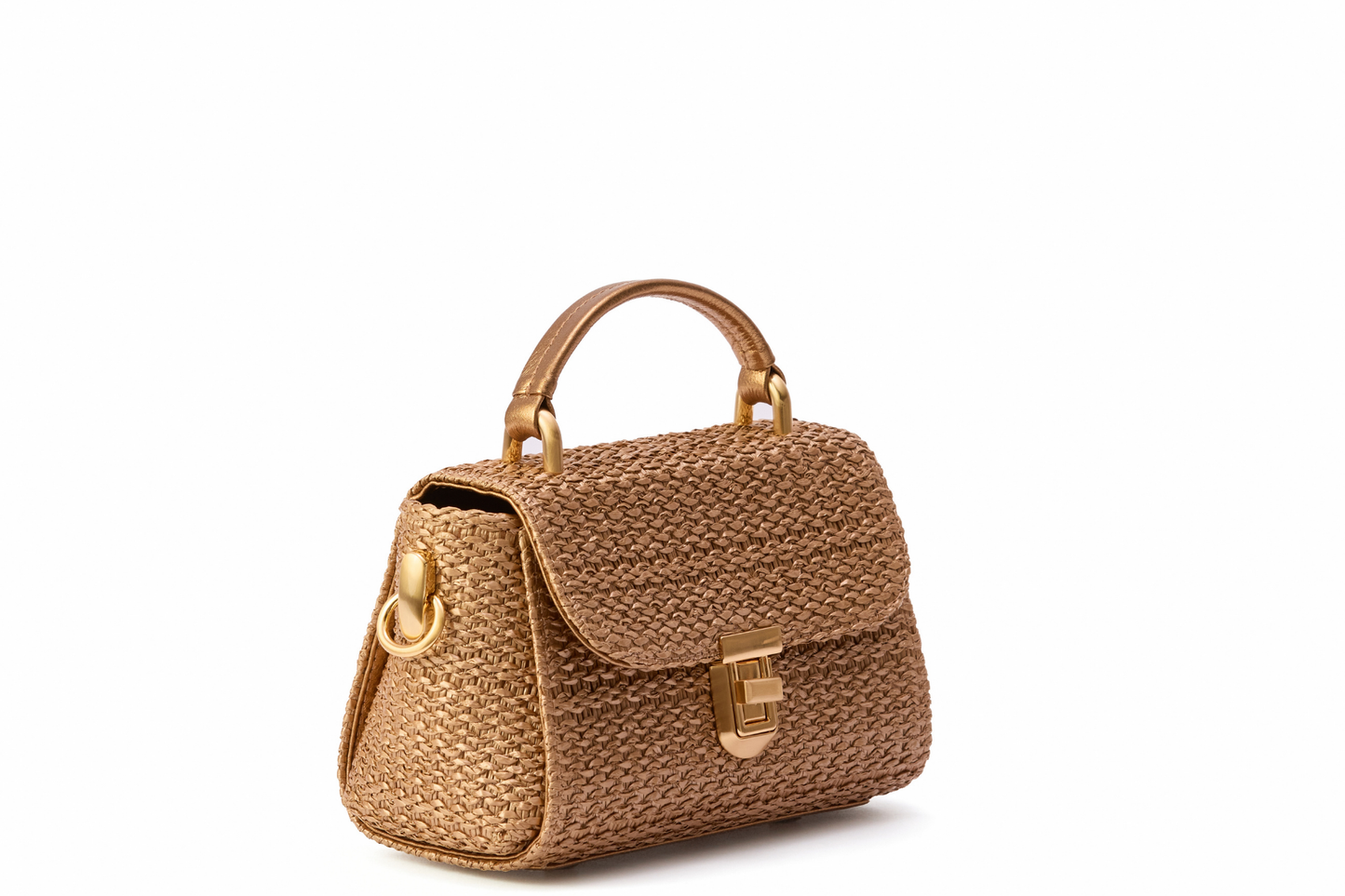 Bolsa Cora Mini Ráfia Natural Bronze