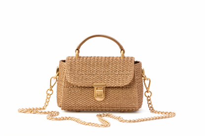 Bolsa Cora Mini Ráfia Natural Bronze