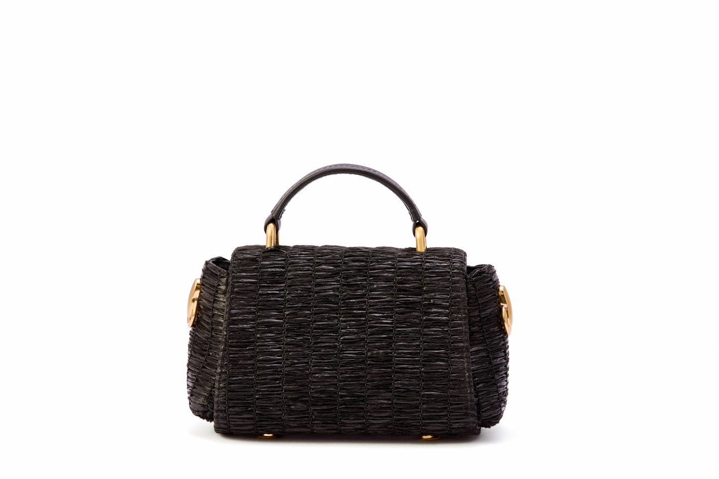 Bolsa Cora Mini Ráfia Natural Preta