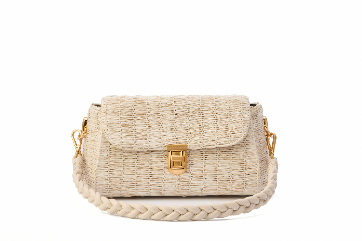 Bolsa Cora Ráfia Natural Off White