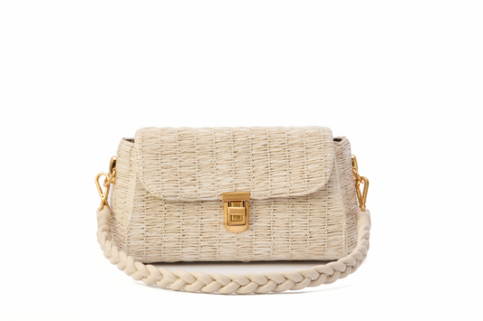Bolsa Cora Ráfia Natural Off White